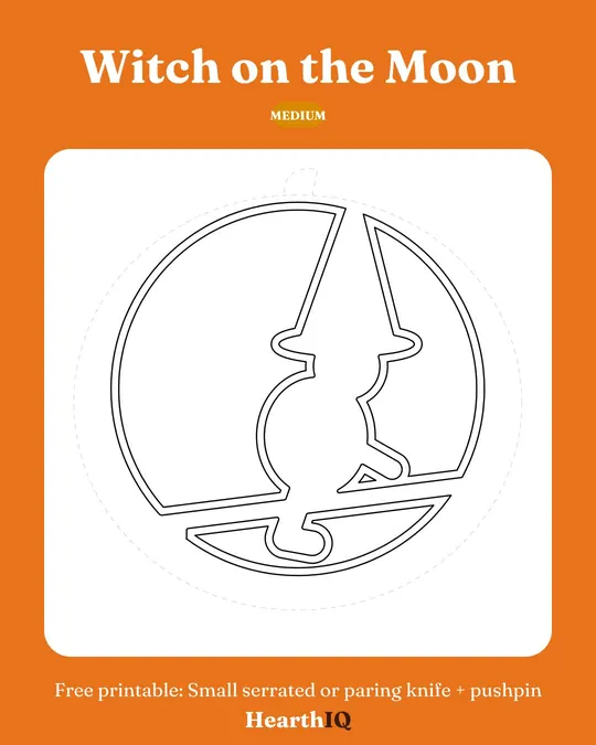 Witch on the Moon stencil preview